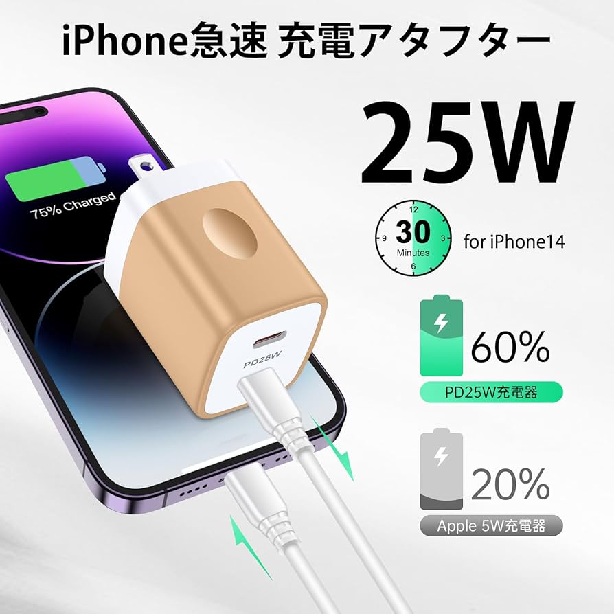 Amazon | For iPhone急速充電器 25W PD 2ポート 充電アダプタ